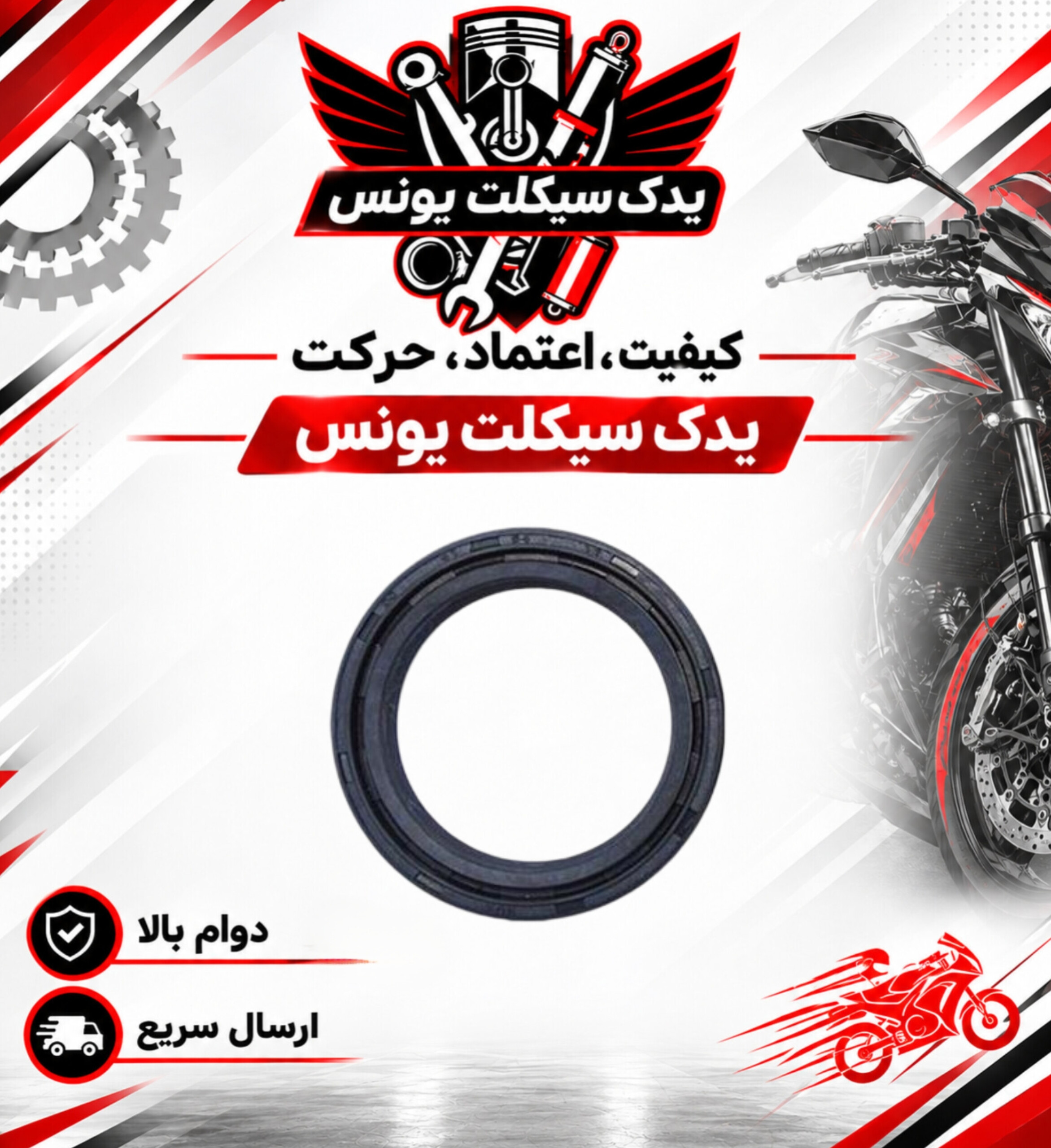 کاسه نمد کمک جلو موتور تریل روان 200 (دانه ای)